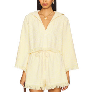 Zimmermann 'Coco' Yellow Cotton Towelling Hooded Top Size 0 / XS